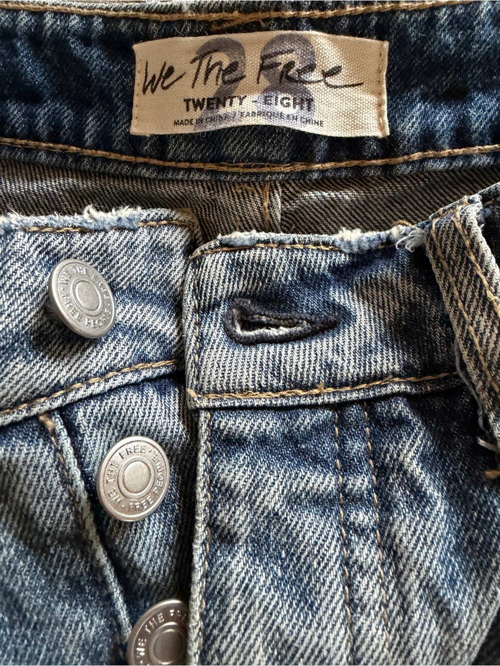 We The Free Belladonna Light Wash Straight-Leg Jeans with Colorful Patchwork - Picture 6 of 9
